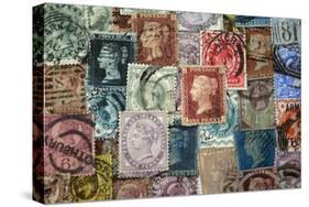 Selection of old British Stamps-Tom Quartermaine-Stretched Canvas