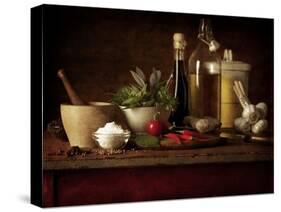 Selection of Spicey Ingredients and Herbs Used in Cooking-Steve Lupton-Stretched Canvas