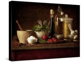 Selection of Spicey Ingredients and Herbs Used in Cooking-Steve Lupton-Stretched Canvas