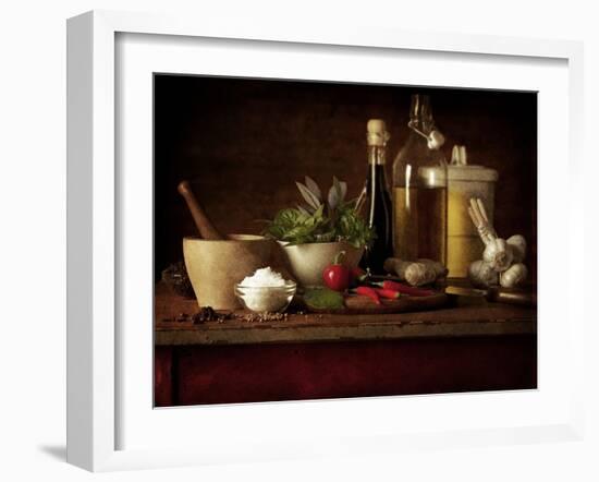 Selection of Spicey Ingredients and Herbs Used in Cooking-Steve Lupton-Framed Photographic Print