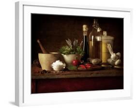 Selection of Spicey Ingredients and Herbs Used in Cooking-Steve Lupton-Framed Photographic Print