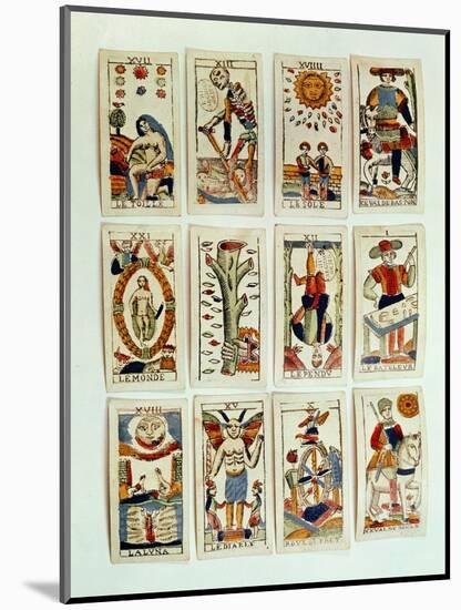 Selection of Tarot Cards, French, 19th Century-null-Mounted Giclee Print