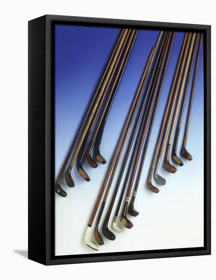 Selection of walking sticks shaped like golf clubs, 1900-1925-Unknown-Framed Stretched Canvas