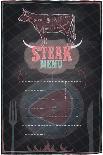 Steak Menu Chalkboard Design with Cow Steak Diagram-Selenka-Art Print