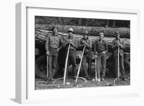 Self-Help Sawmill Workers-Dorothea Lange-Framed Art Print