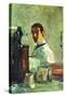 Self Portrai Looking in a Mirror-Henri de Toulouse-Lautrec-Stretched Canvas