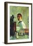 Self Portrai Looking in a Mirror-Henri de Toulouse-Lautrec-Framed Art Print