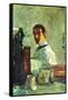 Self Portrai Looking in a Mirror-Henri de Toulouse-Lautrec-Framed Stretched Canvas