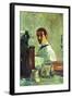 Self Portrai Looking In a Mirror-Henri de Toulouse-Lautrec-Framed Art Print