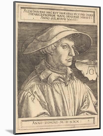 Self-Portrait, 1530-Heinrich Aldegrever-Mounted Giclee Print