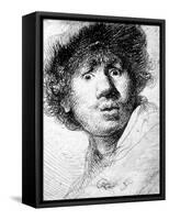 Self Portrait, 1630 (Etching)-Rembrandt van Rijn-Framed Stretched Canvas