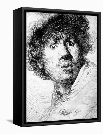 Self Portrait, 1630 (Etching)-Rembrandt van Rijn-Framed Stretched Canvas