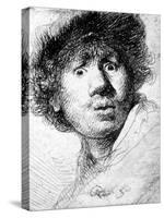 Self Portrait, 1630 (Etching)-Rembrandt van Rijn-Stretched Canvas