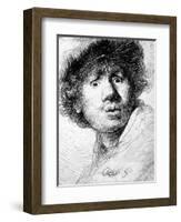 Self Portrait, 1630 (Etching)-Rembrandt van Rijn-Framed Premium Giclee Print