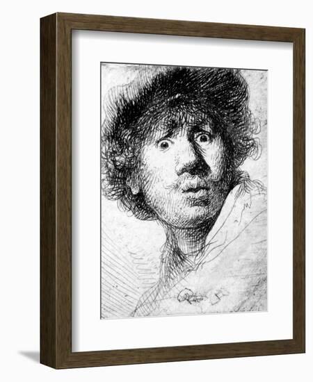 Self Portrait, 1630 (Etching)-Rembrandt van Rijn-Framed Premium Giclee Print