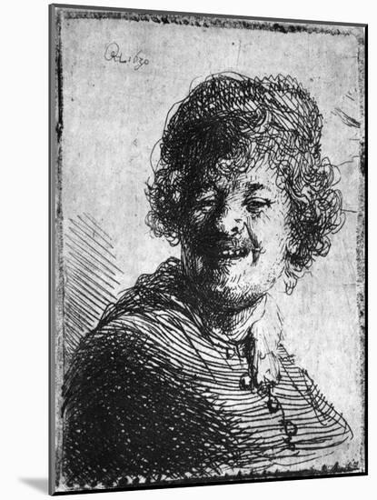 Self-Portrait, 1630 (Etching)-Rembrandt van Rijn-Mounted Giclee Print