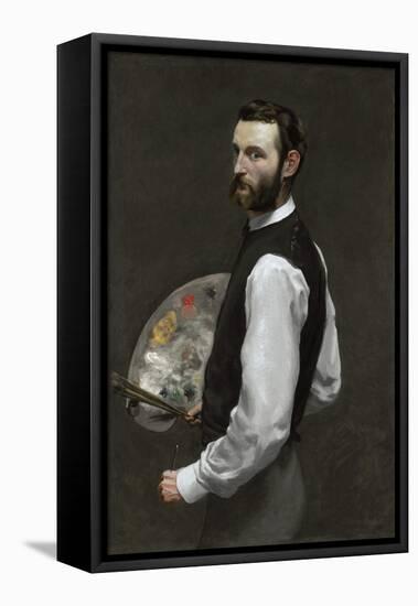 Self portrait, 1865-66-Jean Frederic Bazille-Framed Stretched Canvas