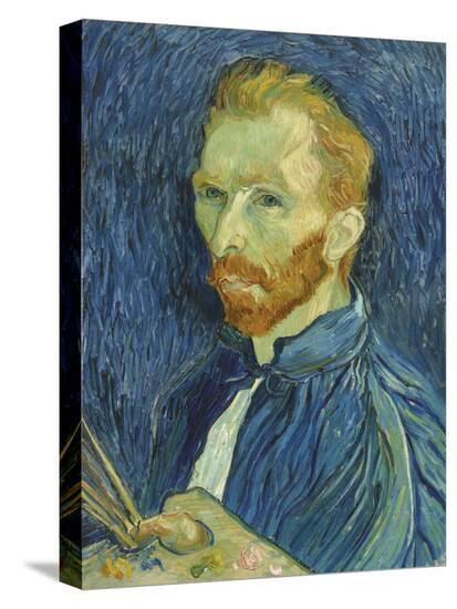 Self Portrait, 1889 - With Paint Palette-Vincent Van Gogh-Stretched Canvas