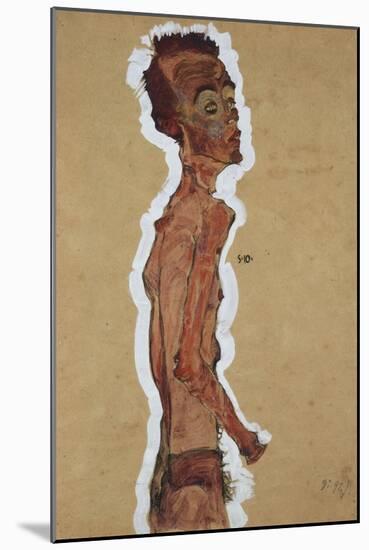 Self-Portrait, 1910-Egon Schiele-Mounted Giclee Print