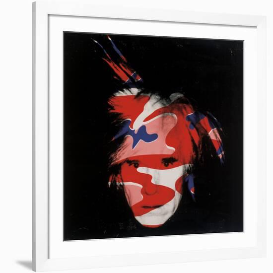 Self-Portrait, 1986 (red, white and blue camo)-Andy Warhol-Framed Art Print