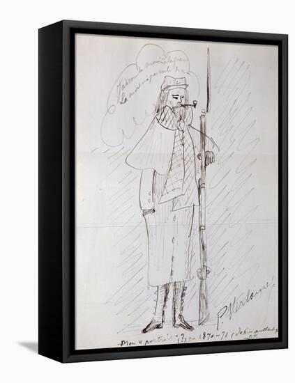 Self Portrait as a Soldier, 1870-71 (Pen and Ink on Paper)-Paul Verlaine-Framed Stretched Canvas
