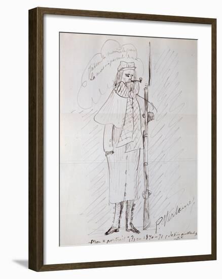 Self Portrait as a Soldier, 1870-71 (Pen and Ink on Paper)-Paul Verlaine-Framed Giclee Print