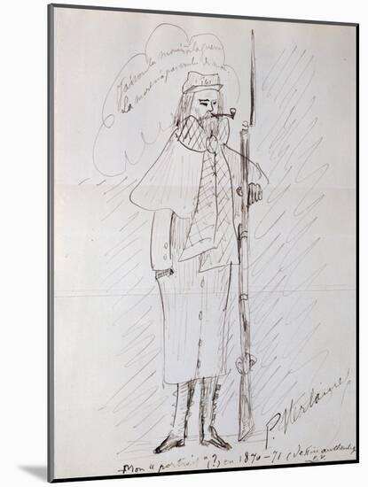 Self Portrait as a Soldier, 1870-71 (Pen and Ink on Paper)-Paul Verlaine-Mounted Giclee Print