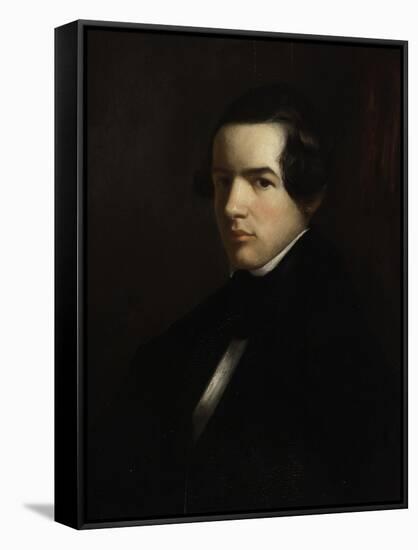 Self Portrait as a Young Man, 1830-39-George Henry Durrie-Framed Stretched Canvas