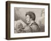 Self-Portrait as a Young Man with Skull, (Pencil, Ink and W/C on Paper)-Alexander Orlowski-Framed Giclee Print