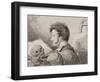 Self-Portrait as a Young Man with Skull, (Pencil, Ink and W/C on Paper)-Alexander Orlowski-Framed Giclee Print