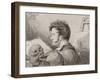 Self-Portrait as a Young Man with Skull, (Pencil, Ink and W/C on Paper)-Alexander Orlowski-Framed Giclee Print