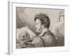 Self-Portrait as a Young Man with Skull, (Pencil, Ink and W/C on Paper)-Alexander Orlowski-Framed Giclee Print