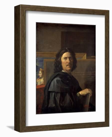 Self-Portrait at the Age of 56 Years - by Nicolas Poussin-null-Framed Giclee Print