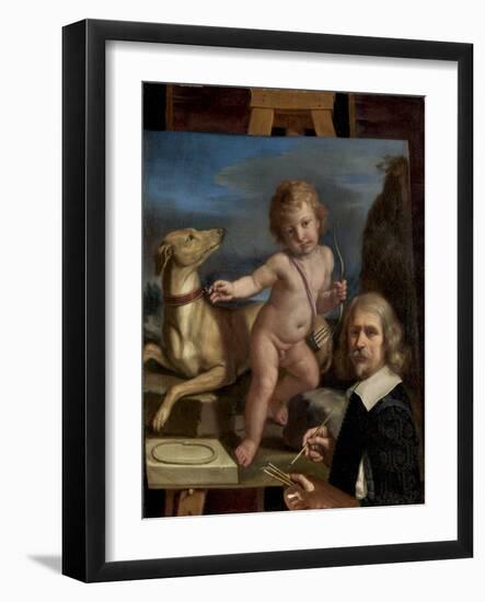 Self-Portrait before a Painting of Armor Fedele, 1655-Guercino-Framed Giclee Print