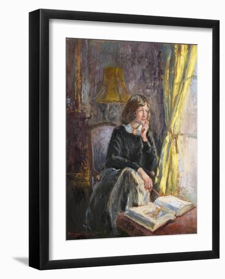 Self Portrait by a Window, 1991 (Oil on Board)-Anthea Durose-Framed Giclee Print