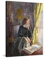 Self Portrait by a Window, 1991 (Oil on Board)-Anthea Durose-Stretched Canvas