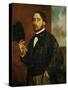 Self-Portrait: Degas Lifting His Hat-Edgar Degas-Stretched Canvas