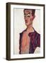 Self-Portrait, Grimacing - Schiele, Egon (1890-1918) - 1910 - Gouache on Paper - 45,3X30,7 - Leopol-Egon Schiele-Framed Giclee Print