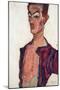 Self-Portrait, Grimacing - Schiele, Egon (1890-1918) - 1910 - Gouache on Paper - 45,3X30,7 - Leopol-Egon Schiele-Mounted Giclee Print