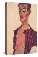Self-Portrait, Grimacing-Egon Schiele-Stretched Canvas