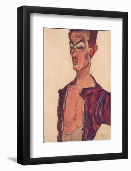 Self-Portrait, Grimacing-Egon Schiele-Framed Art Print