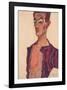 Self-Portrait, Grimacing-Egon Schiele-Framed Art Print