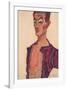 Self-Portrait, Grimacing-Egon Schiele-Framed Art Print