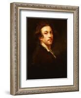 Self-Portrait, Half Length, Looking over His Shoulder, in a Brown Coat and White Shirt, C.1750-52-Sir Joshua Reynolds-Framed Giclee Print