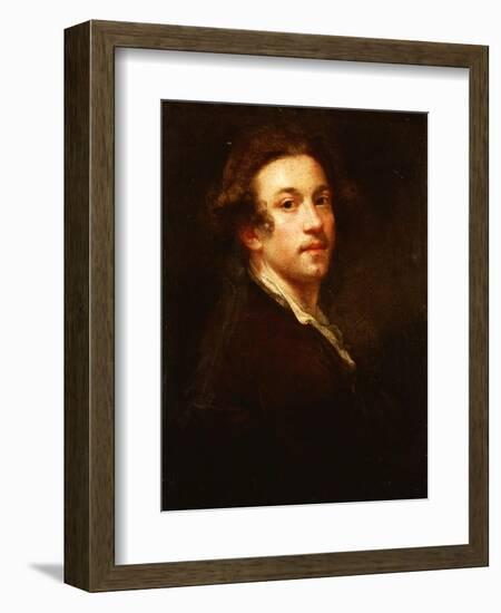 Self-Portrait, Half Length, Looking over His Shoulder, in a Brown Coat and White Shirt, C.1750-52-Sir Joshua Reynolds-Framed Giclee Print