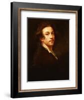 Self-Portrait, Half Length, Looking over His Shoulder, in a Brown Coat and White Shirt, C.1750-52-Sir Joshua Reynolds-Framed Giclee Print