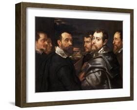 Self-Portrait in a Circle of Friends from Mantua Par Rubens, Pieter Paul (1577-1640), Ca 1604 - Oil-Peter Paul Rubens-Framed Giclee Print