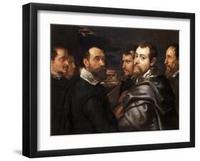 Self-Portrait in a Circle of Friends from Mantua Par Rubens, Pieter Paul (1577-1640), Ca 1604 - Oil-Peter Paul Rubens-Framed Giclee Print