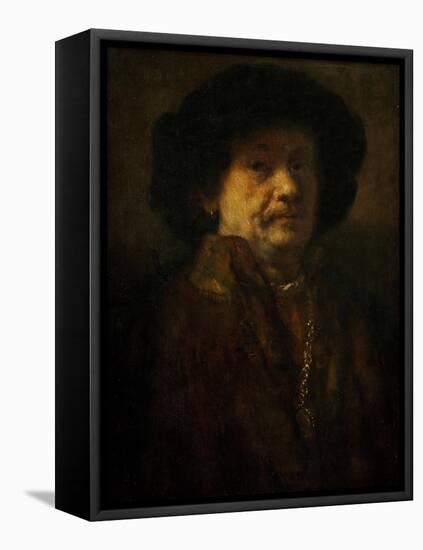 Self Portrait in a Furcoat with Goldchain and Earring, 1655-Rembrandt van Rijn-Framed Stretched Canvas