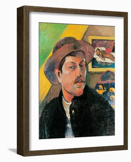 Self Portrait in a Hat, 1893-94-Paul Gauguin-Framed Giclee Print